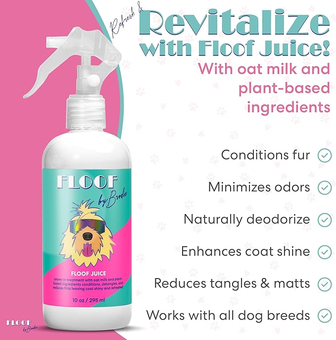 Floof by Brodie Complete Dog Wellness & Grooming Bundle – Multivitamin Chews, Shampoo & Conditioner Set, Dry Shampoo Spray, Slicker Brush - for Clean, Happy, Healthy Dogs