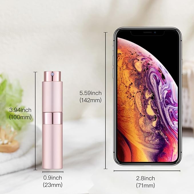 Tekson 8ml Travel Perfume Atomizer Refillable, Mini Cologne Spray Bottle Empty, Small Aftershave Portable Sprayer for Liquid Dispenser