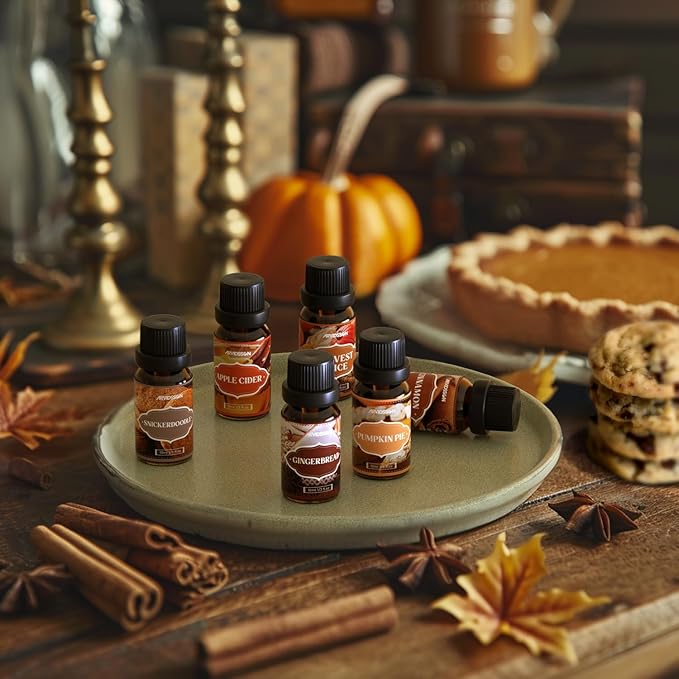 Autumn Spice Essential Oils Set, ARVIDSSON Fall Essential Oil for Diffuser - Cinnamon, Pumpkin Pie, Harvest Spice, Apple Cider, Gingerbread, Snickerdoodle, Cozy Fragrance Oils
