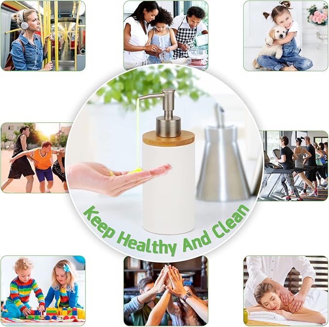 Ceramic Soap Dispenser Hand Soap Dispenser Refillable Liquid Great for Kitchen and Bathroom Decorative (White)