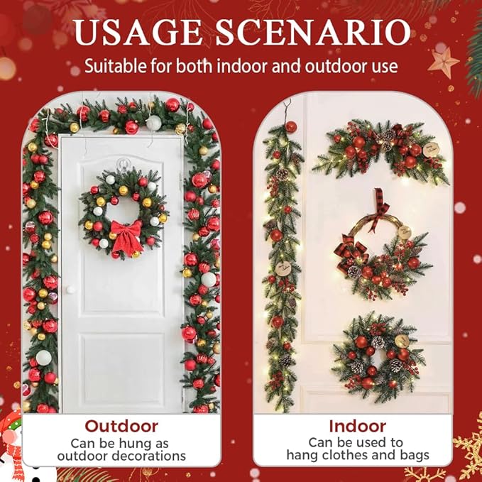 2025 New Suction Cup Hooks for Wreaths, Upgraded No Drill Suction Cup Wreath Hanger, Waterproof Suction Cup Wreath Holder Towel Hooks for Window Bathroom Mirrors Shower (2, Silver)