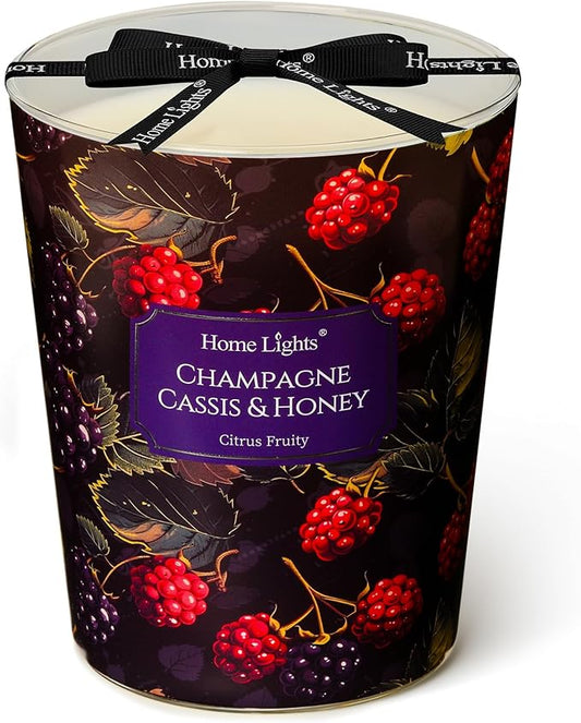 HomeLights Scented Candles for Women & Men, 34oz Candle Jars Aromatherapy 3-Wick Candle, Ideal for Eclectic Mixed Styles Home Decor and Gifts, Champagne Cassis & Honey