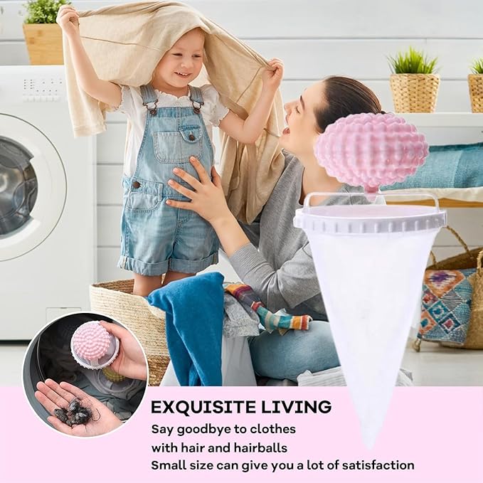 3Pcs-Pet Hair Remover for Laundry,Floating Hair Filtering Mesh Remova, 2025 New Washing Machine Hair Catcher,Dog Hair Remover for Laundry (Yellow+Pink+Blue) (3)