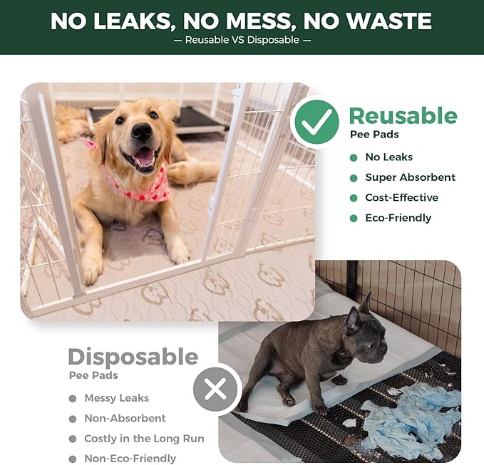 FXW Washable Pee Pads for Dogs, Puppy Pads with Super Absorbent, Specifically Designed for Potty Training, 75" × 30" Rectangle, Khaki, 2 Packs