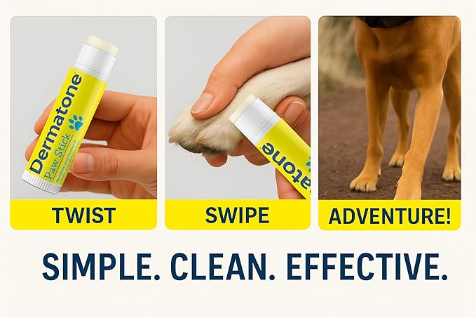 Dermatone Paw Stick for Dogs Stocking Stuffer | Natural Paw Balm for Cold, Heat, Salt, Sand & Snow | Moisturizing, Non-Toxic Paw Protector | Soothes, Repairs and Heals | 0.5oz Twist Stick