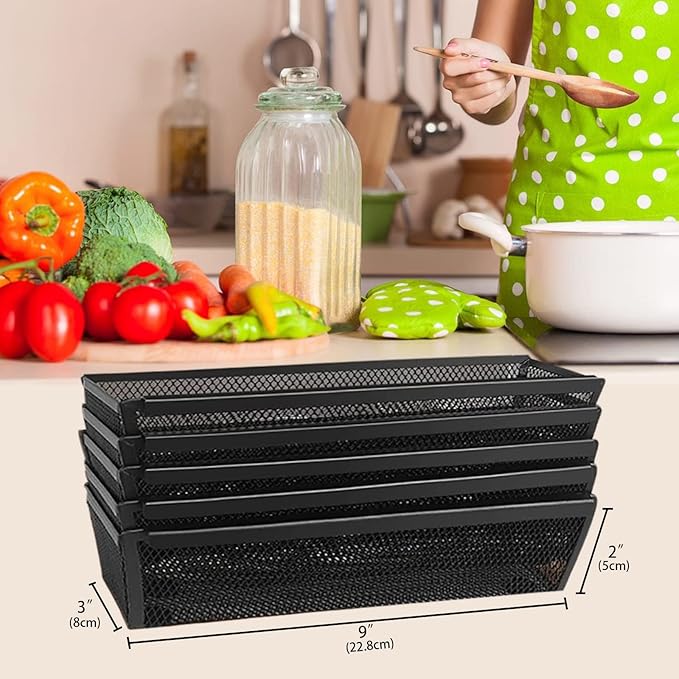 2PCS Drawer Organizer, Mesh Drawer Organizer with Interlocking Arm for Utensil, Cosmetic, Flatware, Pen (12 * 3 * 2 Inches, Black)