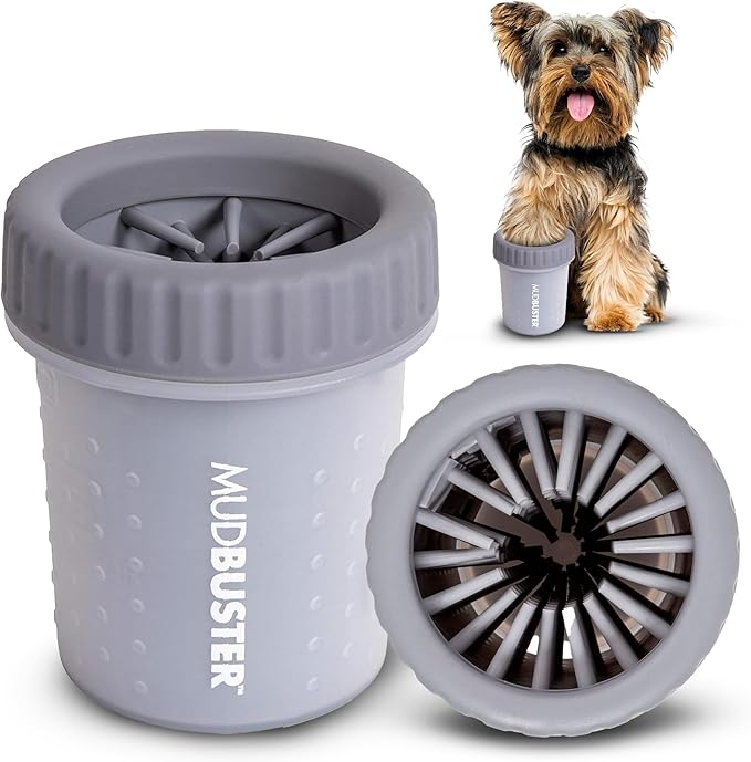 Dexas MudBuster Portable Dog Paw Cleaner, Premium Quality Small Light Gray Pet Accessory