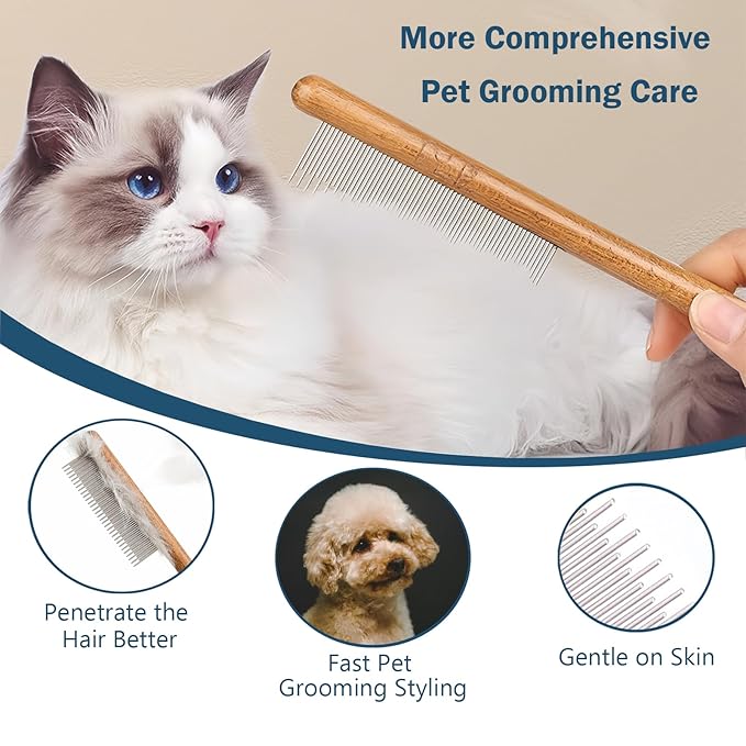 Slicker Brush for Dogs, Professional Dog Grooming Brush for Golden Doodle & Poodle - Deshedding Dog Brush for Medium or Long Haired Dogs, Remove Tangles, Knots and Mats (4PCS, Wooden, Large)