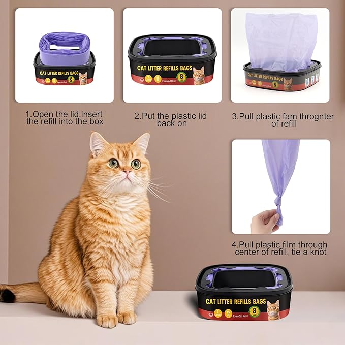 12 Pack Cat Litter Refill Bags Compatible with Litter Cat Genie Standard,Plus,XL,Odor Control Pails