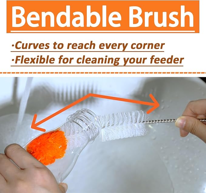 Hummingbird Feeder Cleaner Brush, Versatile Bendable Cleaning Brushes for Various Size Water Bottles, Gentle Bristles with Soft Tip, Stainless Steel 304 for Cleaning, 10.24 in/26 cm