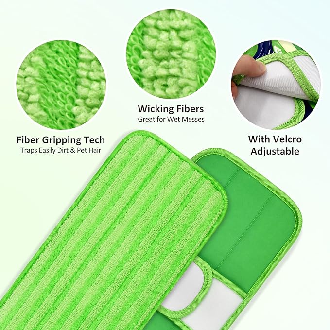 4 Pack Microfiber Mop Pads for Swiffer XL Mops Reusable Wet and Dry Mopping Cloths Compatible with Swiffer Sweeper XL,Washable XL Mop Refill Replacement for All Hardwood Dry & Wet Cleaning (Strip Pad)