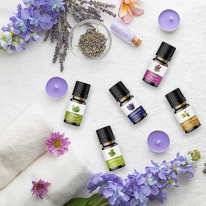 Essential Oils Set for Diffuser, Aromatherapy Oils 20 * 10 ml, 100% Organic Fragrance Oil Kit for Humidifier, Skin Care, Candle Making, Peppermint, Lavender, Eucalyptus, Jasmine, Ylang Ylang & More