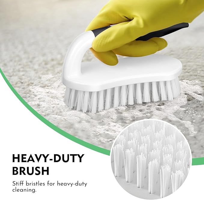 SetSail Scrub Brush, Heavy-Duty Scrub Brushes for Cleaning with Stiff Bristles Cleaning Brush for Shower, Bathroom, Carpet, Kitchen and Bathtub Scrubber - 3 Pack (Black White)