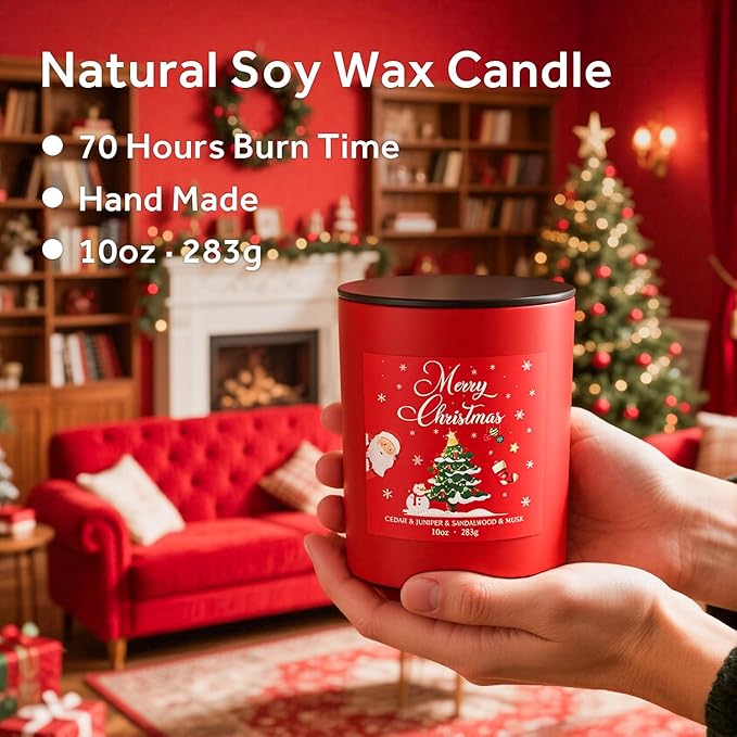 NORVENCE Christmas Candles, 10oz Scented Candles Gifts for Women, Merry Christmas Gifts for Women and Men