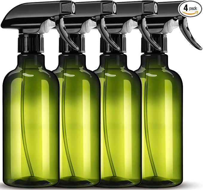 DIYSELF 4 Pack Spray Bottle for Cleaning Plastic Spray Bottles 16 oz 500ml Squirt Bottles for Liquids Spray Bottles for Cleaning Empty Plastic Spray Lab Bottles for Home Garden (Green)