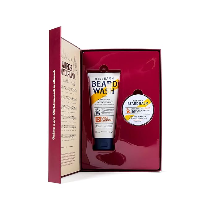 Duke Cannon Whisker Wonderland Beard Care Gift Set – Beard Wash + Beard & Face Lotion – Holiday Kit for Men – Barley & Wheat Protein – Vitamin B & E – Light Citrus Scent – Grooming Gift