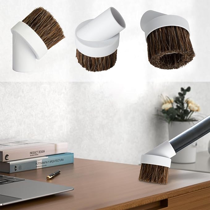 2 Pack Deluxe Replacement Vacuum Round Dusting Brushes Vacuum Brush Attachment -1.25 inch (32mm) Soft Horse Hair Vacuum Attachment Brush, Hair Length 35mm for Most Vacuum Cleaners Accessories