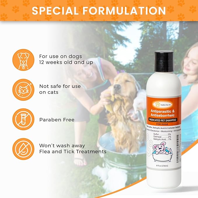 Healthy Paw Life Antiparasitic & Antiseborrheic Dog Shampoo (8 fl oz)
