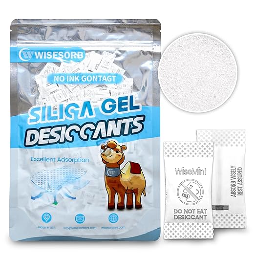 200Pcs 1g Desiccant Packs, Food Safe Silica Gel Packets, High Absorption Capacity for Moisture Absorber for Storage,Laser Printing - 100% Ink-Free