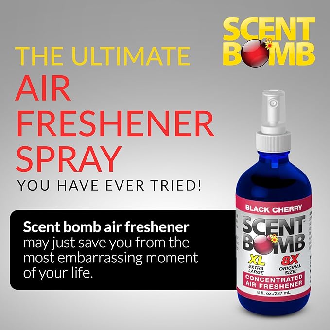 Scent Bomb Air Freshener Spray, Long-Lasting Odor Eliminator for Home & Car, Effective Deodorizer for Kitchen, Bathroom, Fresh Room Spray & Smell Neutralizer, Black Cherry Scent