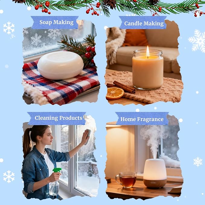 Fragrance Oil Holiday Set, Aromtopia Essential Oils for Candle Soap Making, 6x10ml, Diffuser Oils Scents, Winter Fragrance Oils, Christmas Tree, Coffee Chocolate, Black Cherry, More