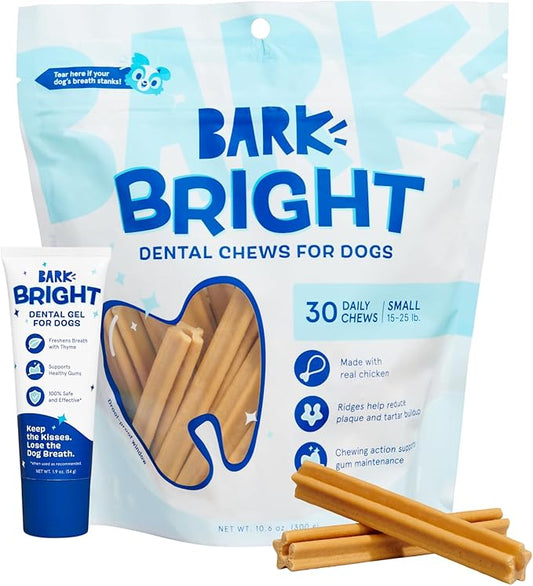 Barkbox Bright Original Dog Dental Kit, 30 Teeth Cleaning Chew Sticks & Toothpaste - Small Breeds