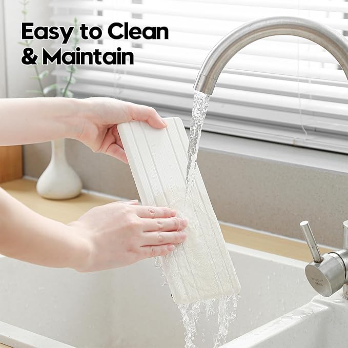 3 Pack Stone Dryin Tray, Water Absorbing Diatomite Stone Sink Mat for Kitchen & Bathroom Counter, Soap Dish Vanity Caddy,Sponge Holder Organizer, White - 2pcs of 4.5"x 3.5" and 1pc of 9"x 3.5"