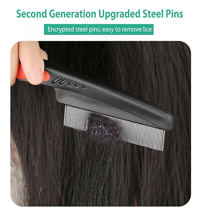 2 PCS Fine Tooth Combs, No Skin Damage Stainless Steel High Strength Teeth Hair Combs, Pet Tear Stain Remover Combs