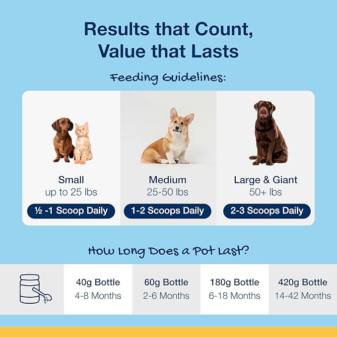 ProDen PlaqueOff Powder for Pets - Cat & Dog Breath Freshener - Plaque & Tartar Remover for Pet Oral Care - 60g