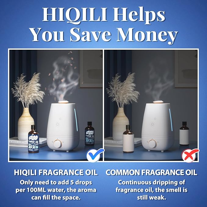HIQILI Sea Salt Sage Fragrance Oil 100ml for Diffuser Car Freshies, Clean Fresh Scent for Candle Making Soap Laundry 3.38 Fl Oz