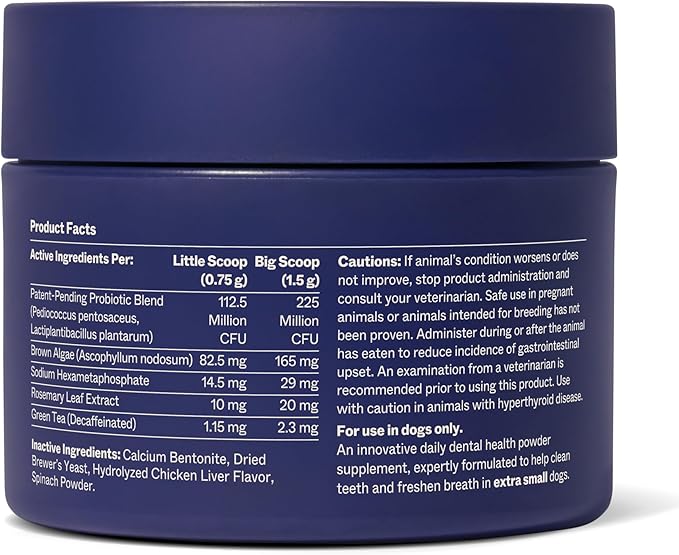 PetLab Co. ProBright Advanced Dental Powder - Dog Breath Freshener - Teeth Cleaning Made Easy – Targets Tartar & Bad Breath - Packaging May Vary - Formulated for Extra Small Dogs