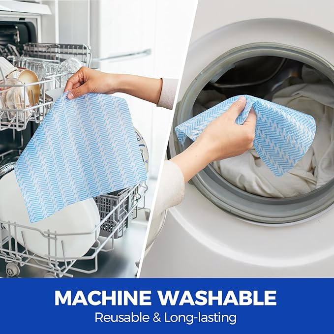 Disposable Cleaning Rolls Handi Wipes Reusable Cleaning Cloths Reusable Dry Kitchen Towels Dish Cloths Dish Towels 2 Roll, Total 200 Pcs, Blue
