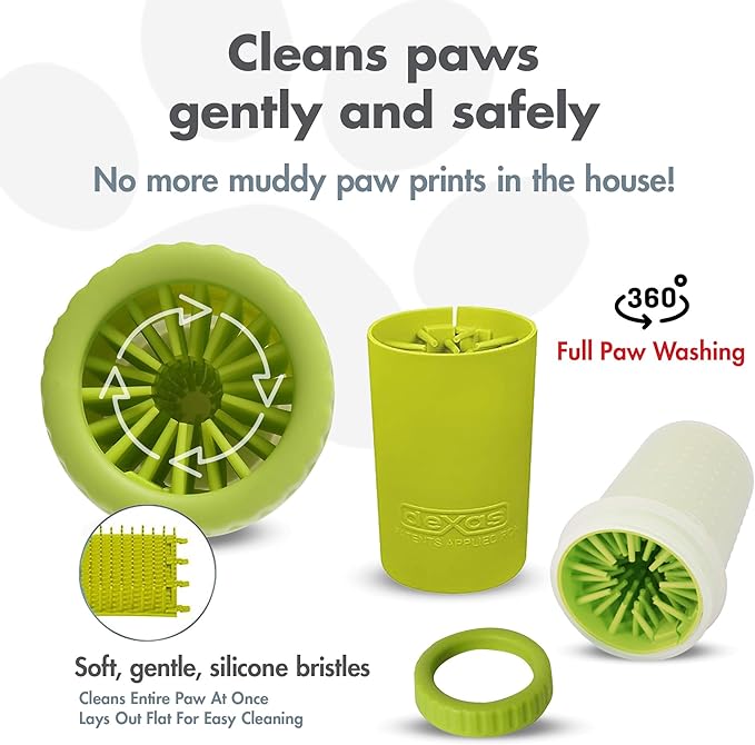 Dexas Green Small Dog Paw Cleaner for Dogs - Premium Quality Pet Supplies and Dog Accessories - Cleans Mud and Dirt - Easy to Use and Clean - Patented Product - BPA Free
