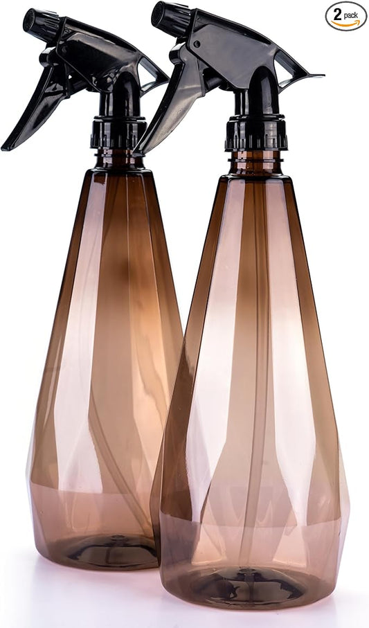 Amber Spray Bottle Cleaning Spray Bottles,Healthy Plastic, 32oz Spray Bottle For Hair&Hand&Clothe&Bathroom&Plant, Empty Mister Refillable Spray Bottles With ET,Essential Oil,Water,etc.(2 pack)