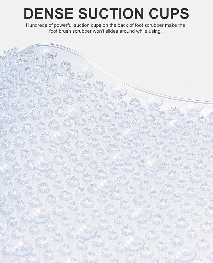 OTHWAY Non Slip Grassy Bathtub Mat : 25.6X13.4 inches Sturdy But Soft Bath Mat_Quick Drain Shower Floor Mat with Soft Bristles for Scrubbing Feet (Clear)