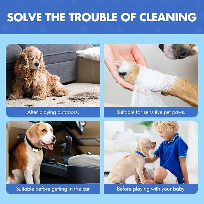 Paw Cleaner | No-Rinse Foaming Cleanser for Dogs Cats | 7 fl oz | Gentle and Safe | Pleasant Smell | Deep Clean Pet Paws | Bottle with Removable Soft Silicone Brush, 2 Bottles