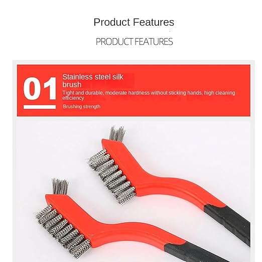 3pcs Small Stainless Steel Little Wire Brushes Set for Cleaning Rust Removal