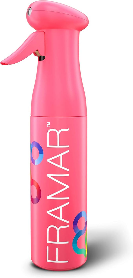 FRAMAR Premium Hair Mister Spray Bottle – Continuous Spray Bottle For Hair, Water Sprayer, Continuous Mister for Salon Supplies – Ultra Fine Mist – Pink 250 ml