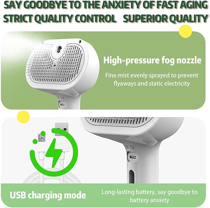 Pet Steam Brush, 3-in-1 Self-Cleaning Grooming Tool for Long & Short Hair Pets - Deshedding and Dematting Hair Brush for Dogs & Cats - White