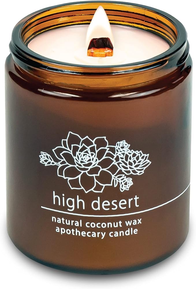 Hemlock Park Crackling Wood Wick Candle Handcrafted with Natural Coconut Wax (Standard 8 oz, High Desert)