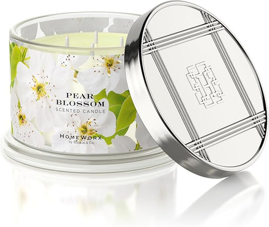 HomeWorx by SLATKIN + CO. Candle- Pear Blossom, 18 oz. Premium Scented Candle - 30-55 Hours Burn Time
