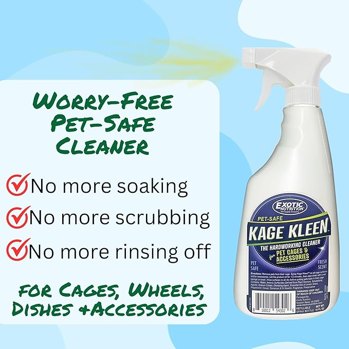 Kage Kleen 16 oz. - 100% Natural, Eco-Friendly, Pet-Safe, Multi-Surface Cleaning Spray for Cages & Accessories