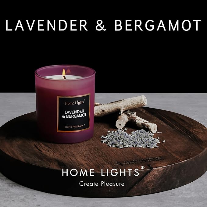 Scented Soy Candles, 35 Hours Burn Time, Natural Soy Wax, Home Fragrance Decor Gift for Women & Men, Lavender & Bergamot
