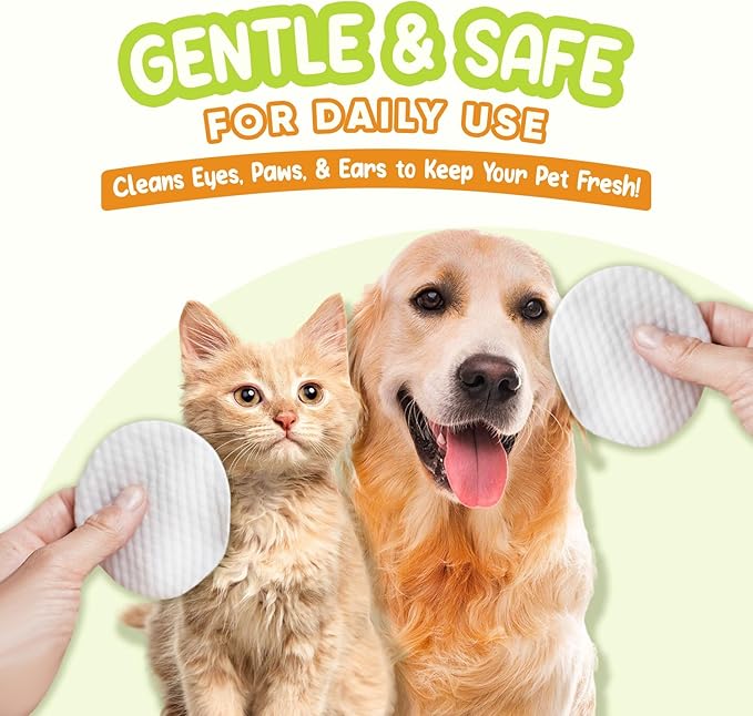 Pet Eye Wipes for Dogs & Cats | Gently Removes Tear Stains, Eye Debris, Discharge, Mucus Secretions | Chamomile Oil Pet Cleaning & Deodorizing Wipes for Eyes & Stains (200 Count)