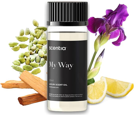 Scentia My Way Hotel Diffuser Oil Inspired by The 1 Hotel Miami Beach- 50 ml 1.69 fl oz - Essential Oil Blend Sandalwood, Cedar & Lemon Notes for Aromatherapy Diffusers Humidifiers, Thanksgiving Gift
