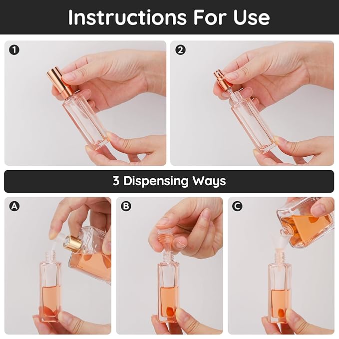 Segbeauty 5PCS Refillable Atomizer, 20ML Portable Travel Spray Bottle, Pocket Cologne Atomizer Cosmetic Fragrance Sample Container Sprayer Glass Perfume Bottles for Liquid Dispense