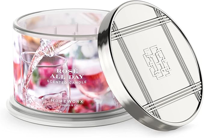 HomeWorx by SLATKIN + CO. Candle- Rose All Day, 18 oz. Premium Scented Candle - 30-55 Hours Burn Time