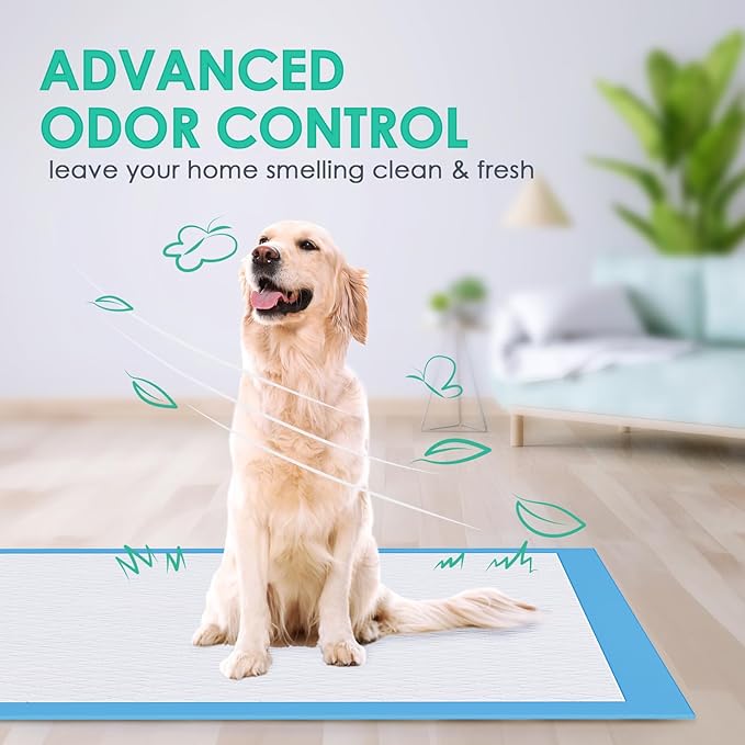 JollyMate Dog Pee Pads Extra Large 36"x36", 50 Pack X-Large Super Absorbent Pet Training Pads with Adhesive Tabs, 6 Layers Thick Leak-Proof Potty Pads for Dogs and Puppies