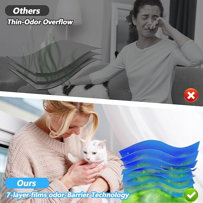 10 Pack Cat Litter Refill Bags Cat Litter Bag 100% Enhanced Odor Control Generic Litters Refills Compatible with Standard, Plus, XL Pail