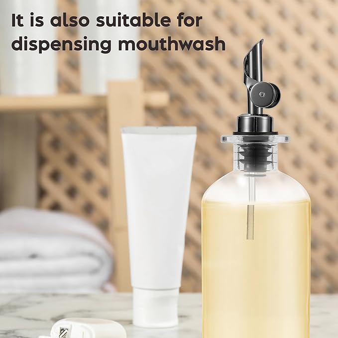 Olive Oil Dispenser Bottle - Includes 55 Kitchen Essential Labels - Cooking Oil Bottles for Kitchen, Coffee Syrup Dispenser - Pourer Spout with 16.9 fl oz Glass Container Cruet - 2pcs, Black